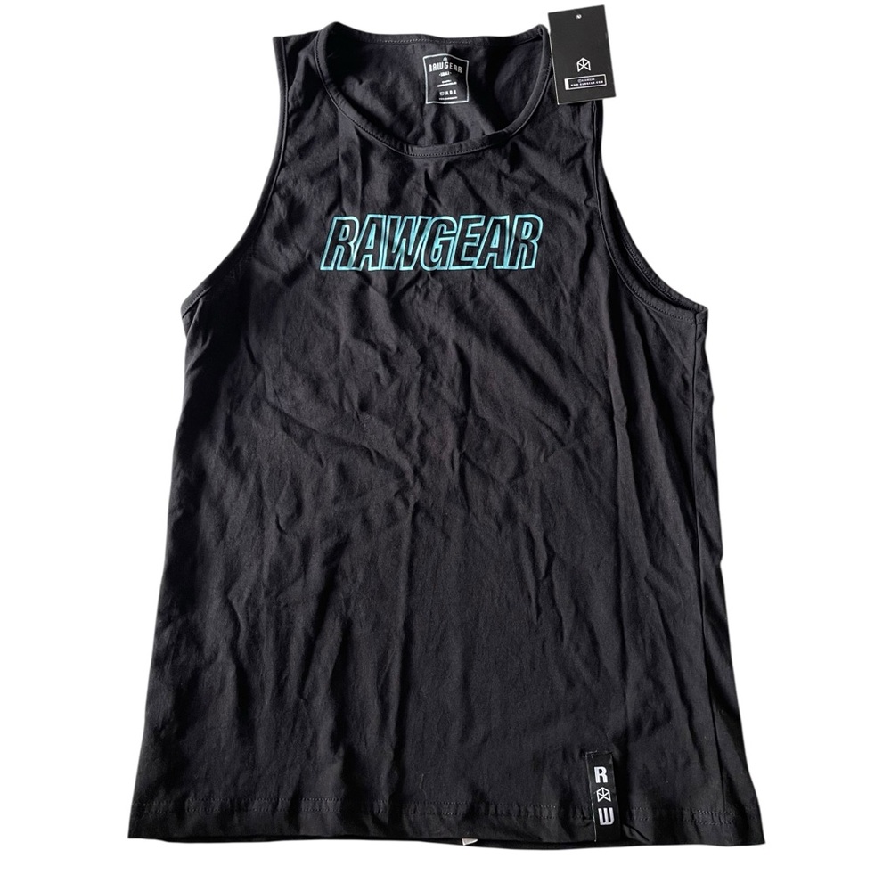 NEW RawGear Men's Small Black Tank Top Muscle Shirt Workout Logo Spell Out #FZ